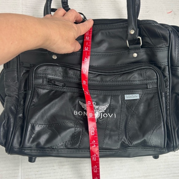 Bon Jovi 80's VIP Black Leather Duffle Overnight Travel Bag Rock N Roll Vintage - Picture 12 of 12